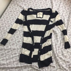 Blue and white striped cardigan